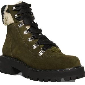 Steve Madden Receptive Faux Fur Lined Lace-Up Ankle Boots 6.5  M